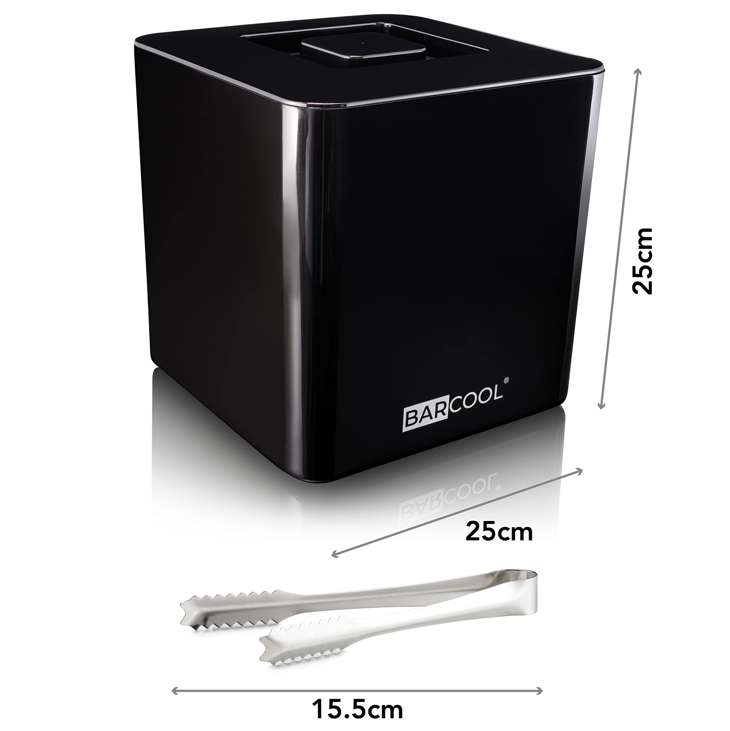 Barcool Seau à Glace 10 Litres Avec Couvercle Et Pince - Isotherme Double Paroi - Gris