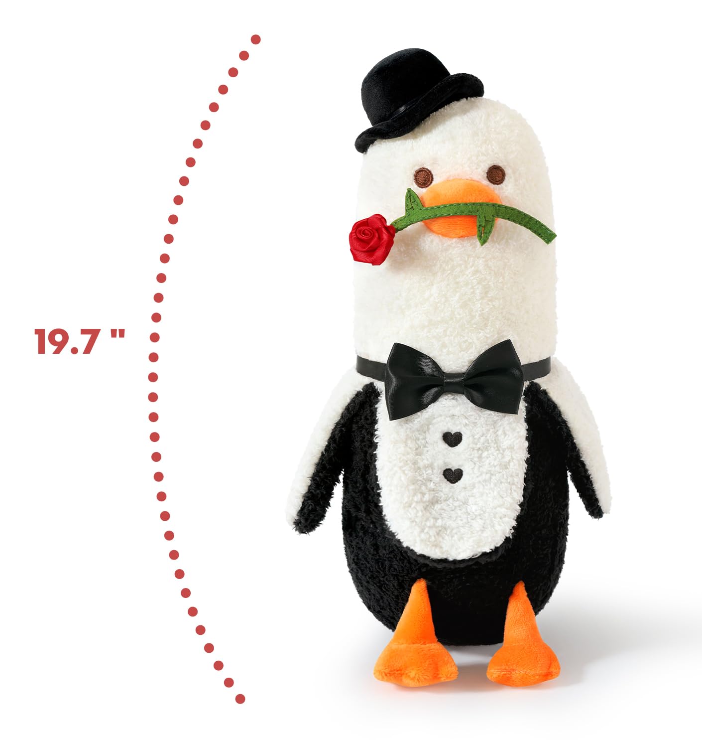 PEACH CAT Love Banana Duck Plush Pillow with Rose Cute Plushies Toy Romantic Stuffed Animals Sweet Gifts for Girlfriend Kids Black 19.7