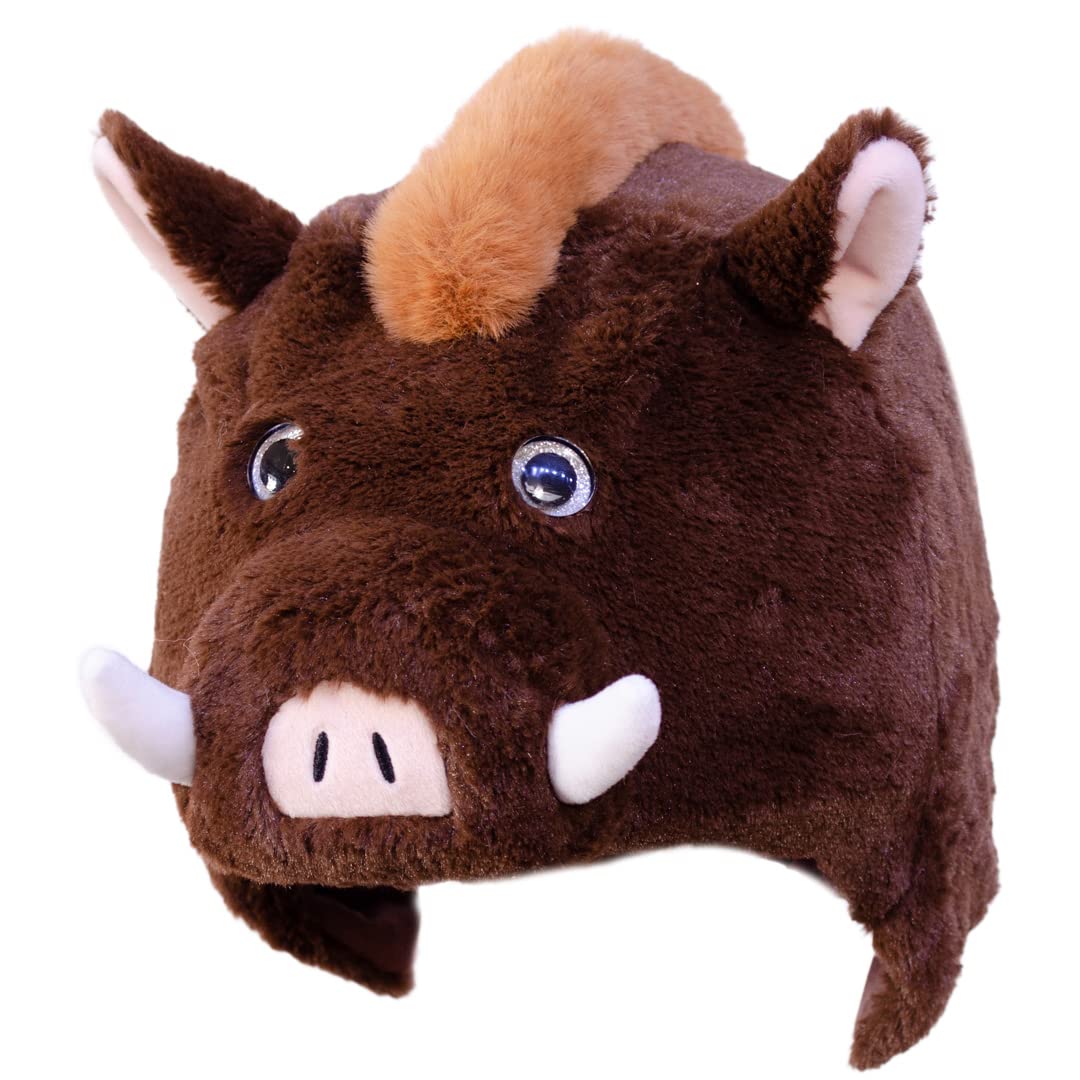 Couvre Casque Ski Sanglier Peluche – Housse Casque Animal Original – Accessoire Fun Ski Snowboard Enfant Adulte – Dani Creations