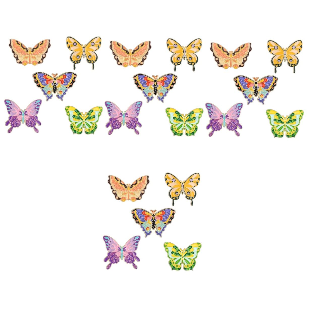 20 Teiliges Schmetterling Emaille Broschen Set Bunte Tier Anstecknadeln Langlebige Legierungs Broschen Kleidungspins für Jacken Taschen Hüte Einfache Befestigung