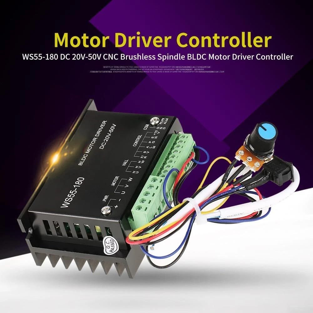 WS55-180 Controller motore brushless DC 20-50V 10A per driver bldc con regolazione inversa in avanti per ventole di scarico utensili elettrici mandrino CNC
