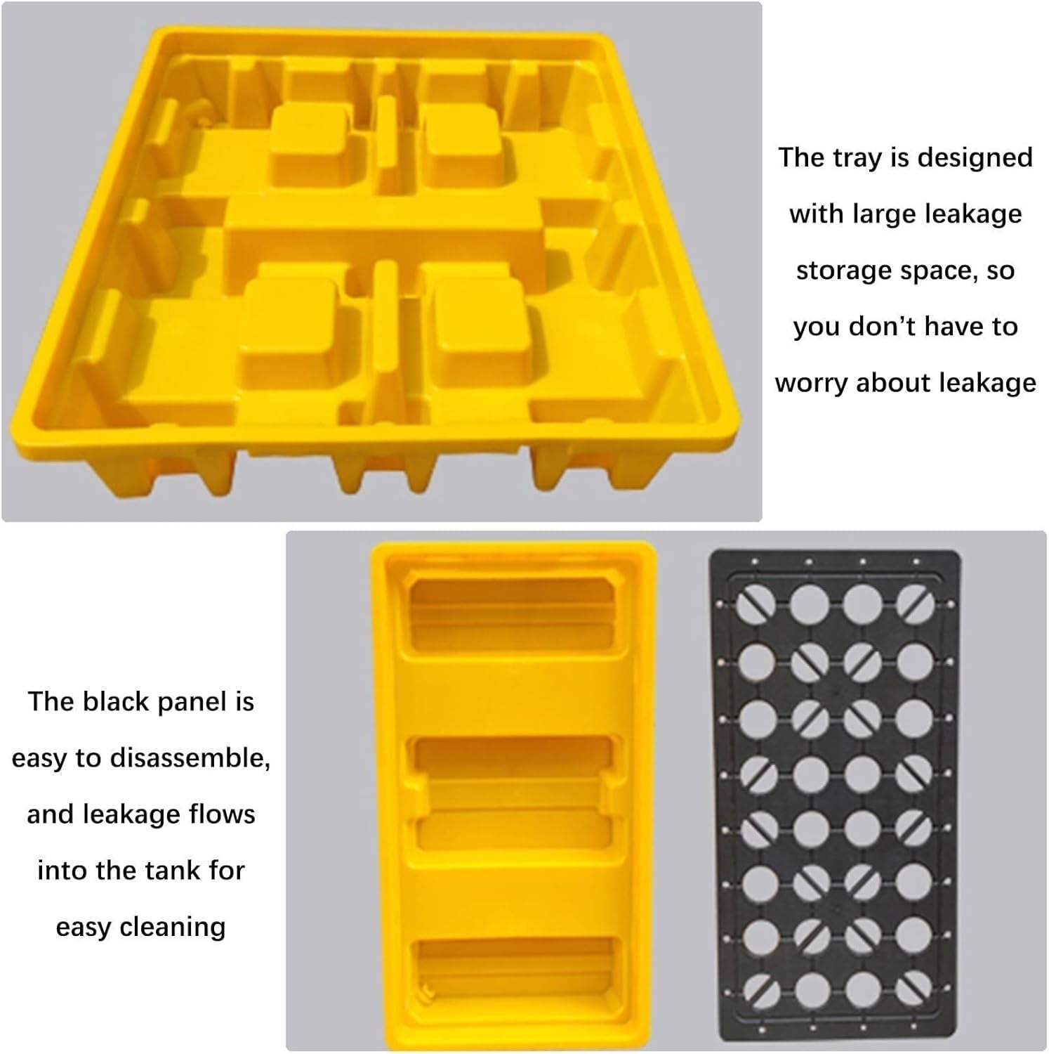 Polyethylene Spill Containment Pallet, Stackable, Modular, Leak-Proof Tray, Non-Slip Pallets for Drums and Paint Buckets-68x68x15CM