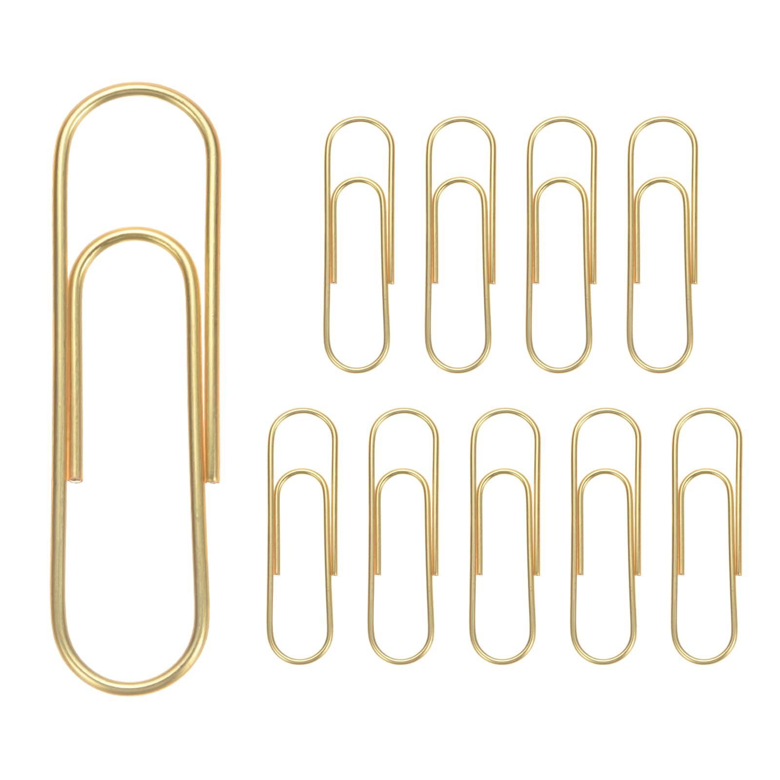PATIKIL 4 Inch Large Paper Clip, 10Pcs Big Paper Clip Metal Giant Extra Large Rust-Proof Strong Bulk for Home Office Supplies Organizing Files Document Bookmark, Gold