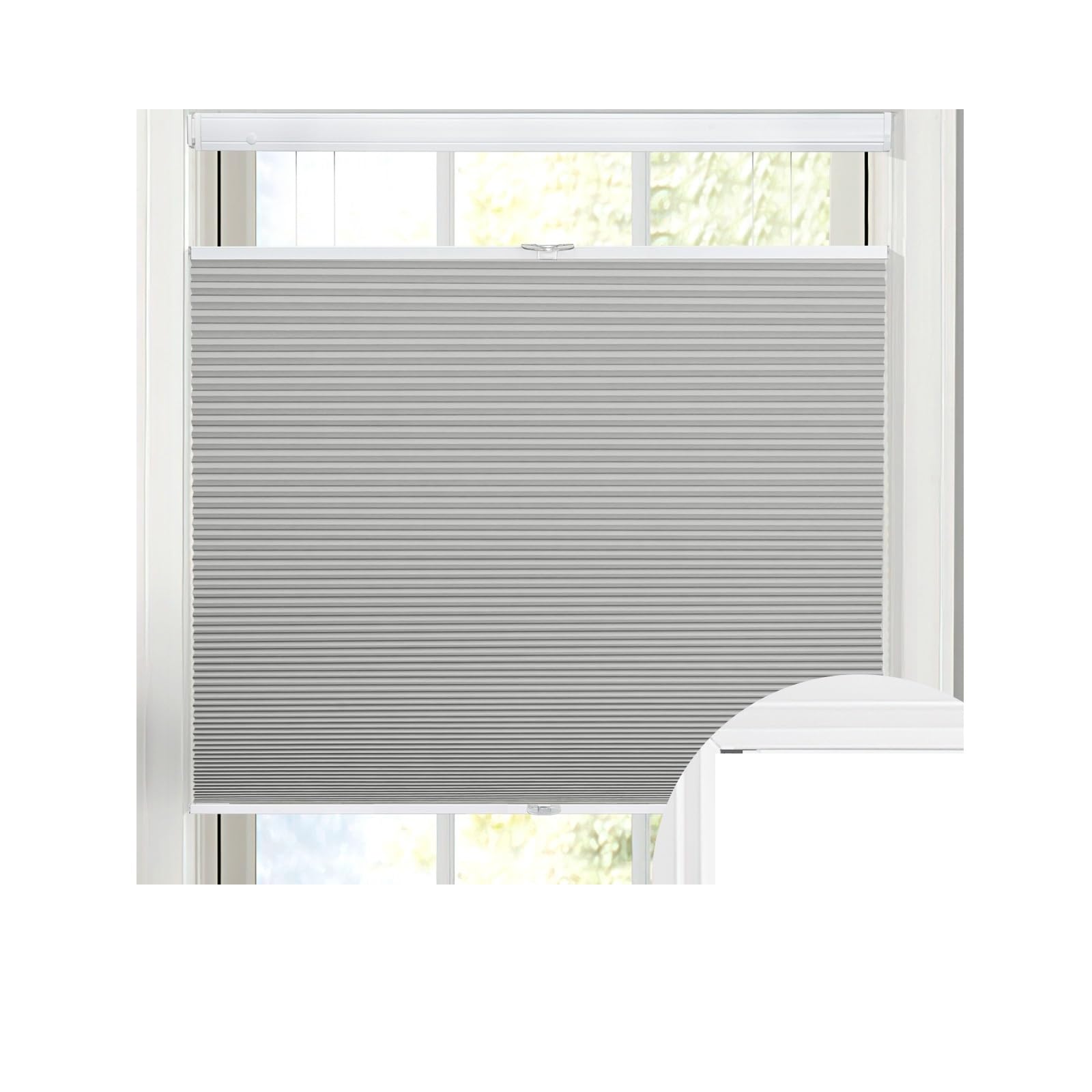roller blackout blind Blackout Roller Blinds Shades No Drill No Tools Pleated Cordless Window Fit Bathroom Kitchen Bedroom Window(Grey,60x120cm)
