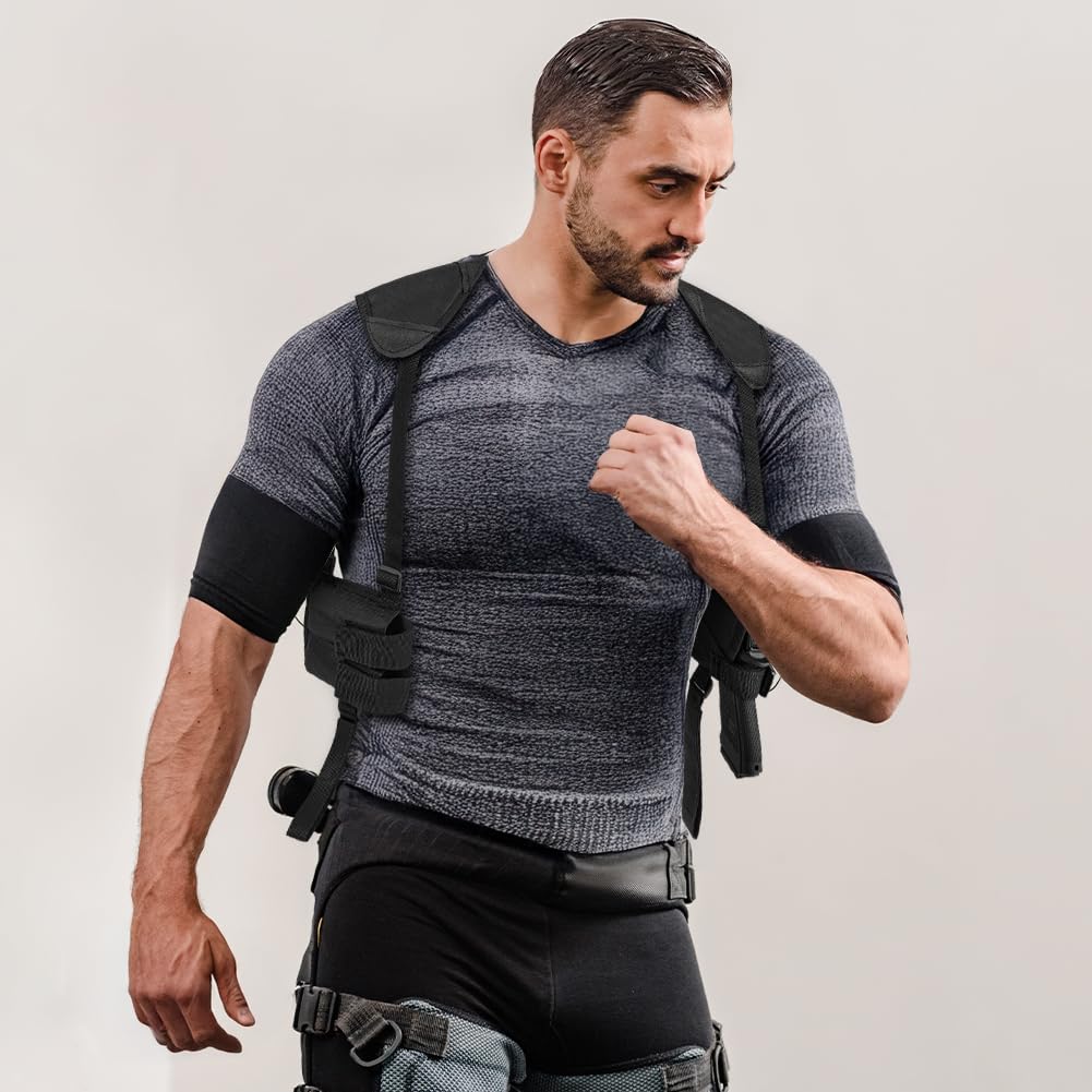 Flintronic Pistolera Hombro Oculta Correa Ajustable Bolsillos Revistas Funda Pistola Senderismo Acampada