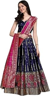 swami studio NARAYANMUNI Women's Jacquard Semi-Stitched Lehenga choli (N.BLUE RANI)-picture-15