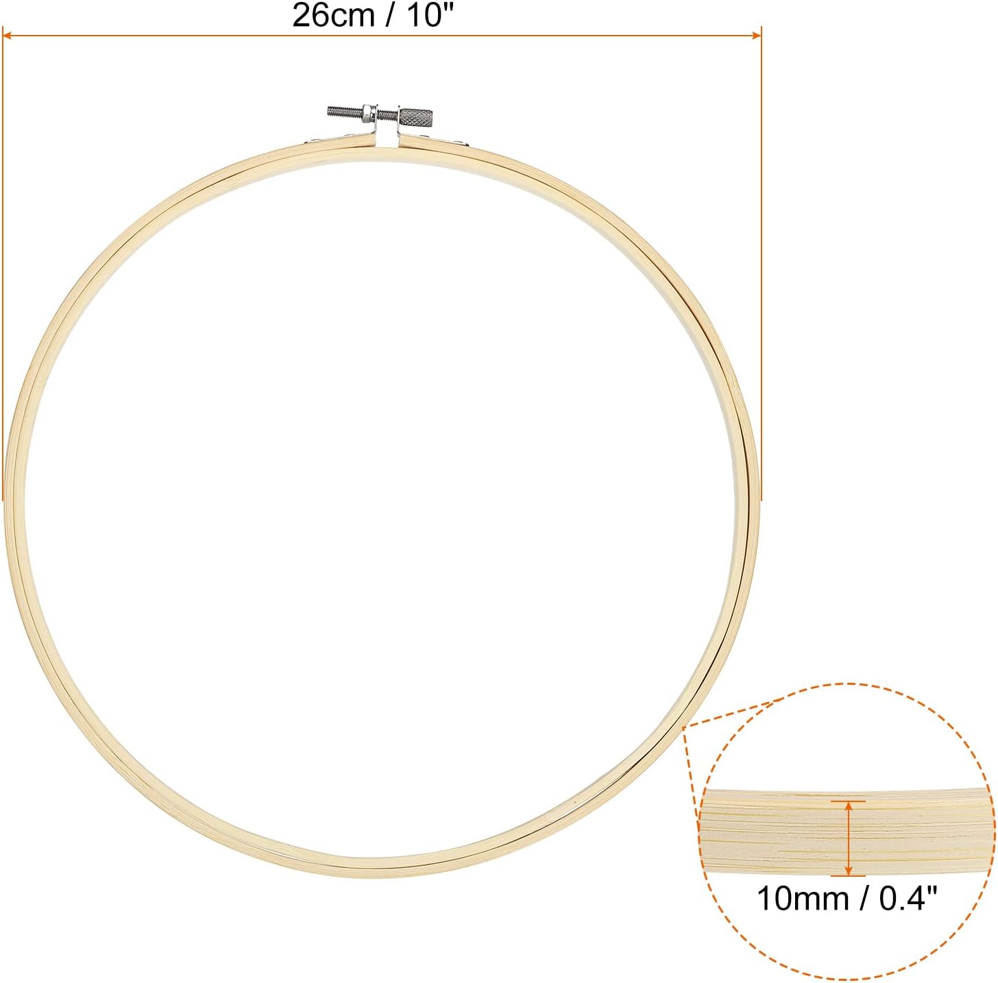 PATIKIL 12 Pieces 10 Inch Embroidery Hoops Round Adjustable Bamboo Circle Cross Stitch Hoop Ring Bulk for Embroidery Art Craft Handy Sewing Decoration