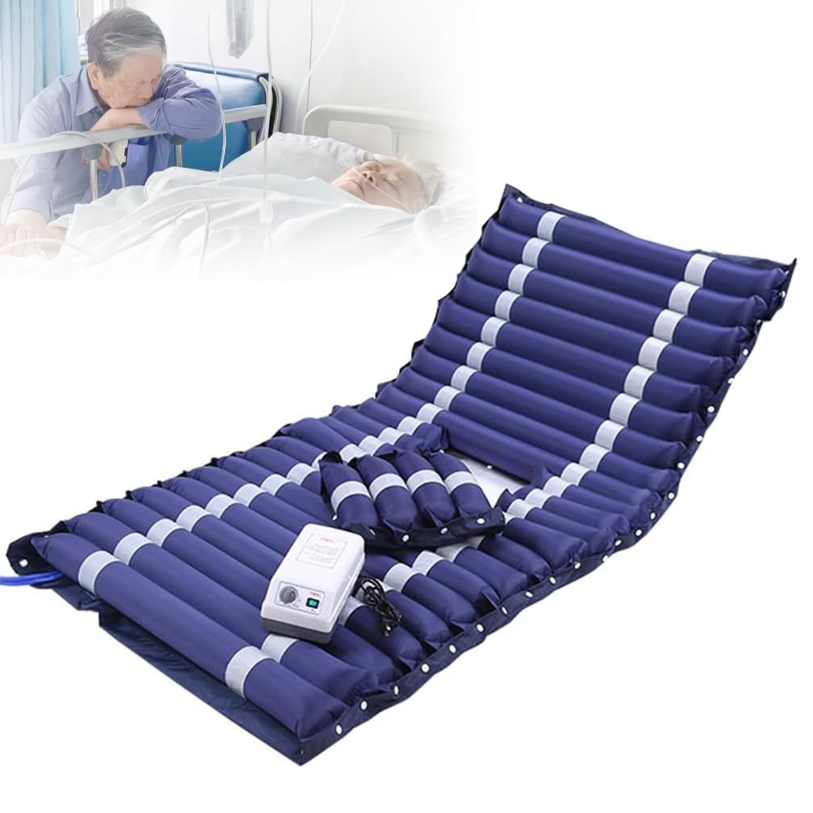 Materasso Ad Aria Medicale, Materasso Antidecubito con Compressore, 22 Celle Singole, Pressione Alternata, Pompa Silenziosa, Portata 135 kg, Impermeabile