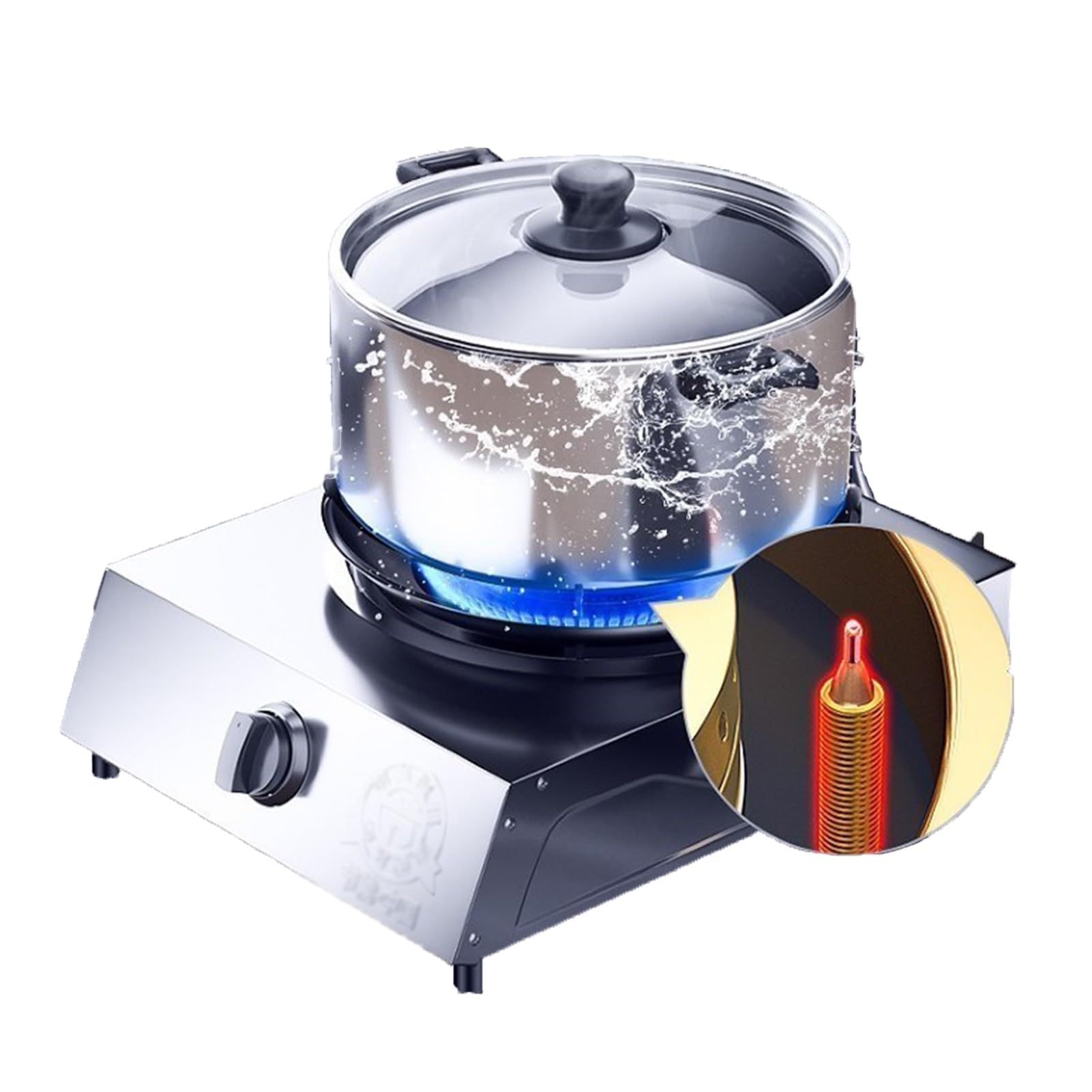 THEGA Estufa De Gas Butano, Cocina De Sobremesa con Encimera De Gas De Un Solo Quemador, Estufa Catalitica De 5,2 W, con Protección contra Apagado De Llama(NG)