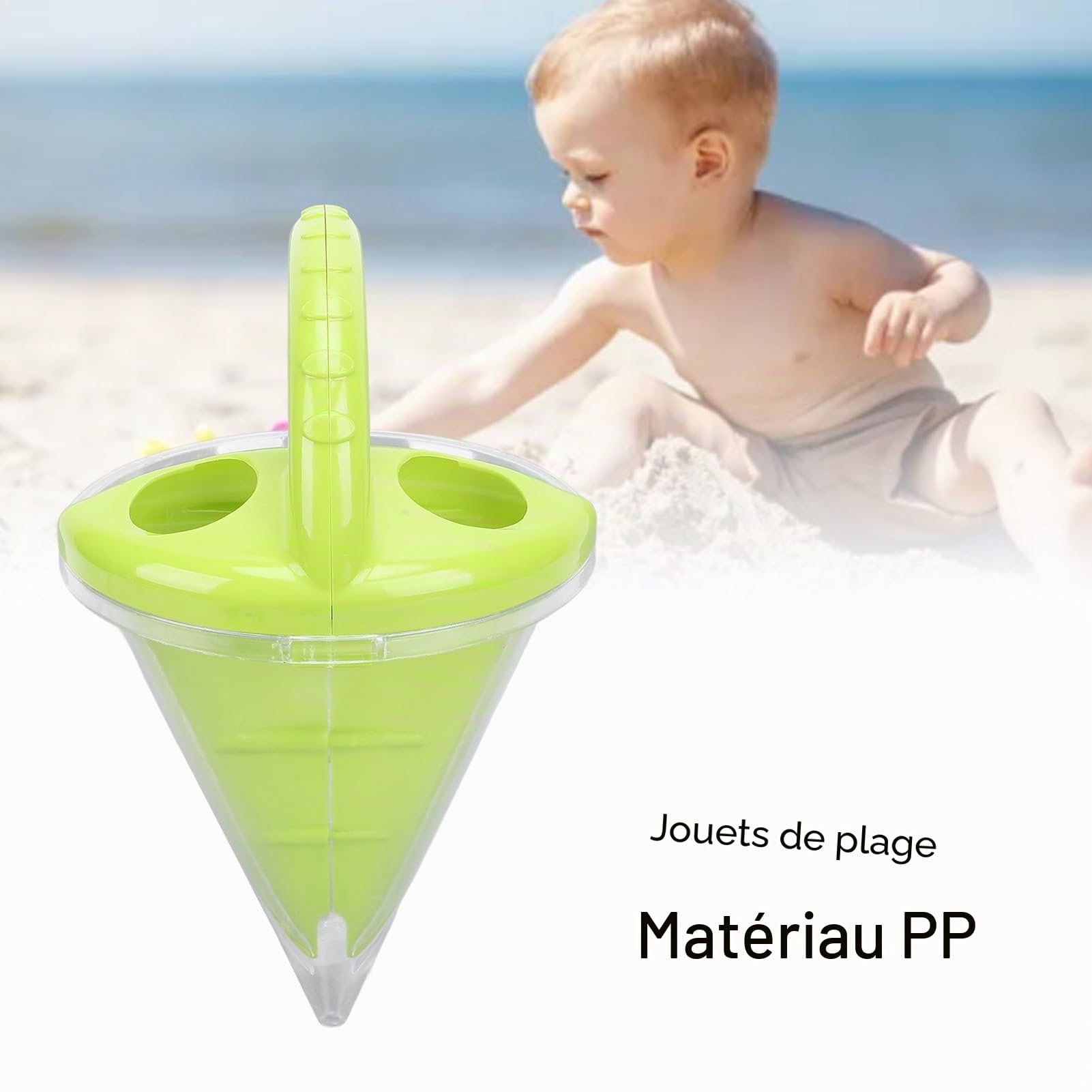Entonnoir de Sable, Jouet de Plage, Outil de Construction de Château de Sable, Entonnoir de Déversement pour Enfants avec Matériau PP 16x16x27cm, Jeu D'aventure Sensorielle (Vert)