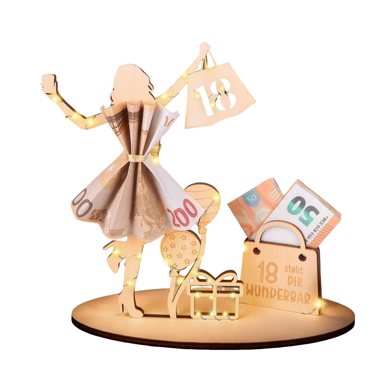 Bayicie 18 Years Wooden Birthday Money Holder For Cash Gift 18Th 30Th 40Th 50Th 60Th Birthday Party Money Holder Stand Surprise Gifts