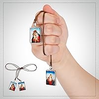 Vista 4 de 16 piezas de collar de escapulario católico de metal, Escapularios católicos, Sagrado Corazón de Jesús con Nuestra Señora, Monte Carmelo, regalos