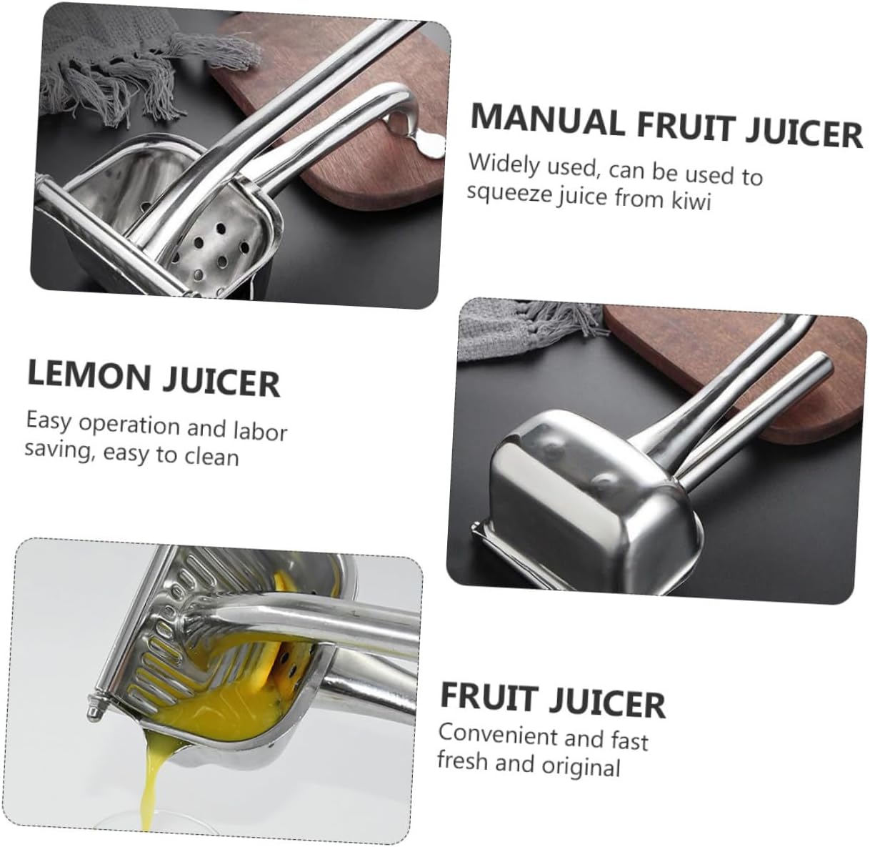 Stainless Steel Manual Handheld Fruit Juicer Citrus Squeezer for Lemon Orange Grapefruit with Portable Handle Easy Grip Extractor
