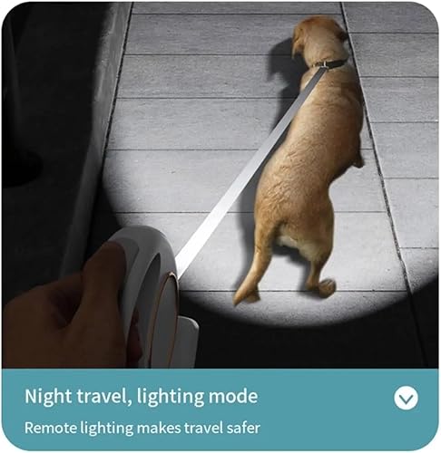 Miniatura 6 de Correa retráctil para perro de 10 pies9.8 ft, correa recargable para mascotas con linterna LED, anillo de freno con una sola mano, hebilla y
