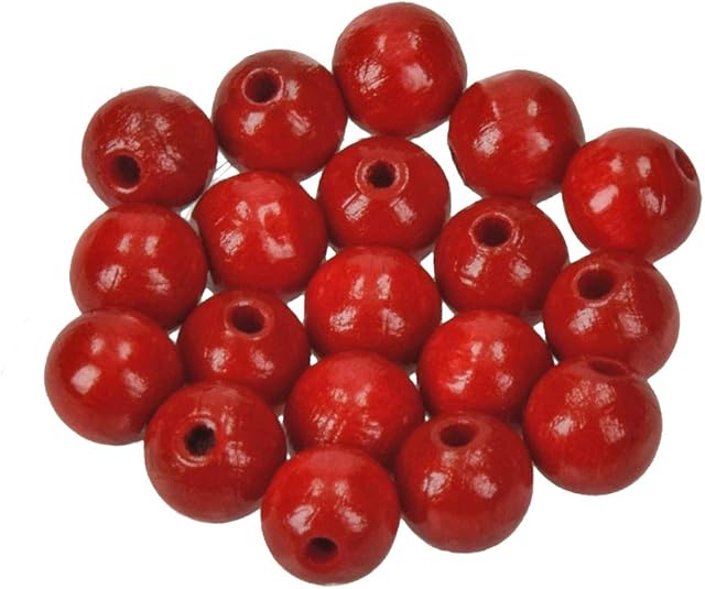 Efco 1400829 10 mm 53-Piece Wooden Beads Hole, Red
