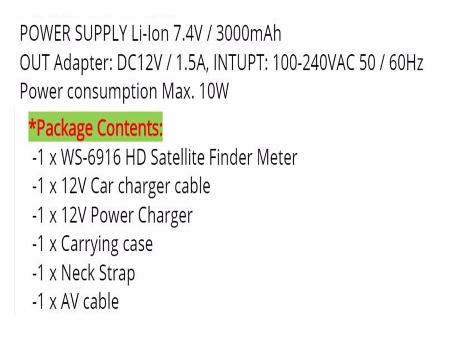 Buscador de SatéLite, Satfinder Dvb S2 DVB-S2 Digital Satellite Finder Meter MPEG-2/MPEG-4 WS 6916 Full Hd H.264 con batería Lion