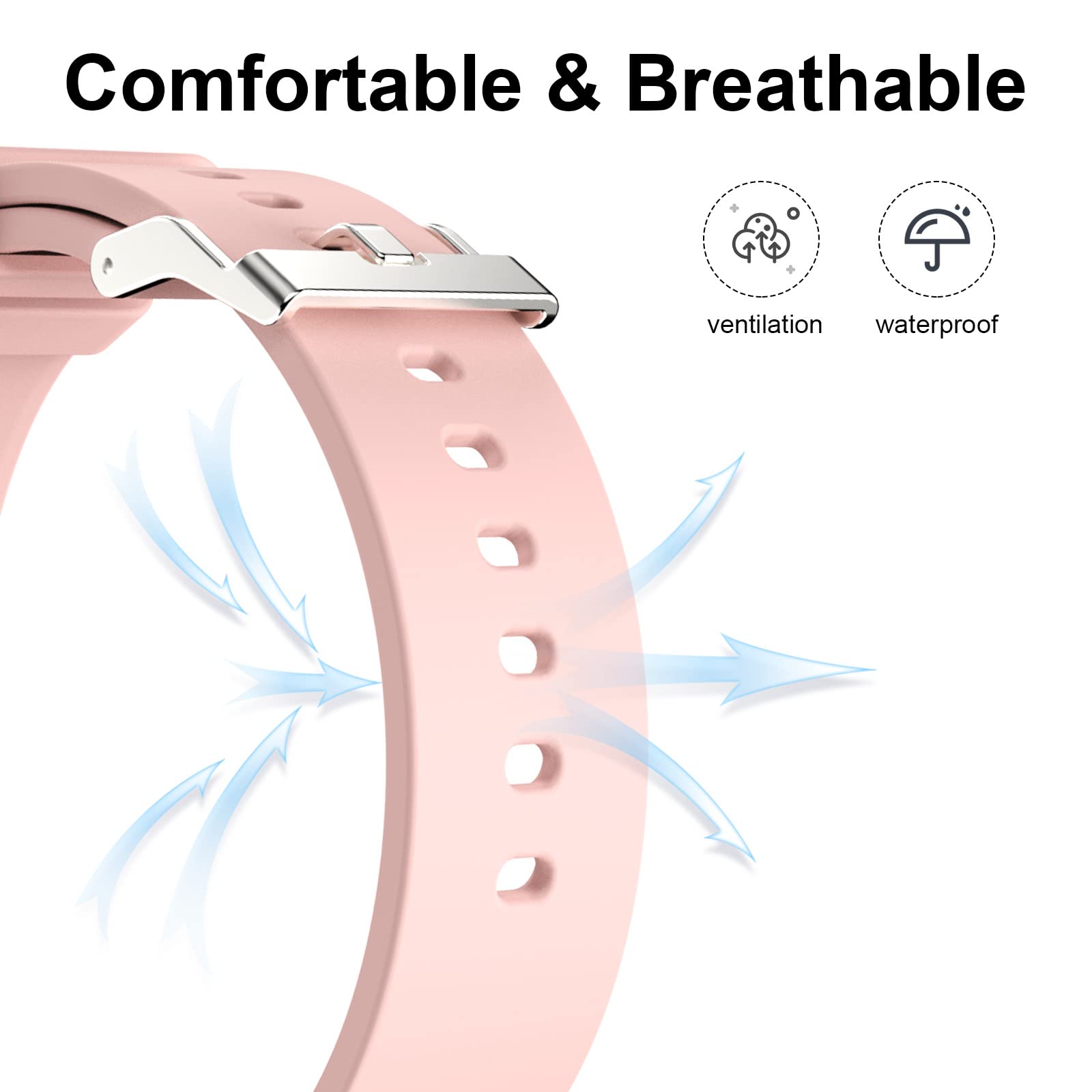 woednx Cinturino di ricambio da 20 mm per Smart Watch, sgancio rapido in morbido silicone delicato sulla pelle, cinturino per smartwatch