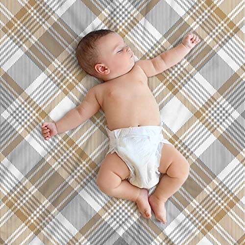 Mugod Gray And White Plaid Throw Blanket Platinum Gold Tartan Diagonal Seamless Pattern Decorative Soft Warm Cozy Flannel Plush Throws Blankets For Bedding Sofa Couch 50 X 60 Inch #TOP2