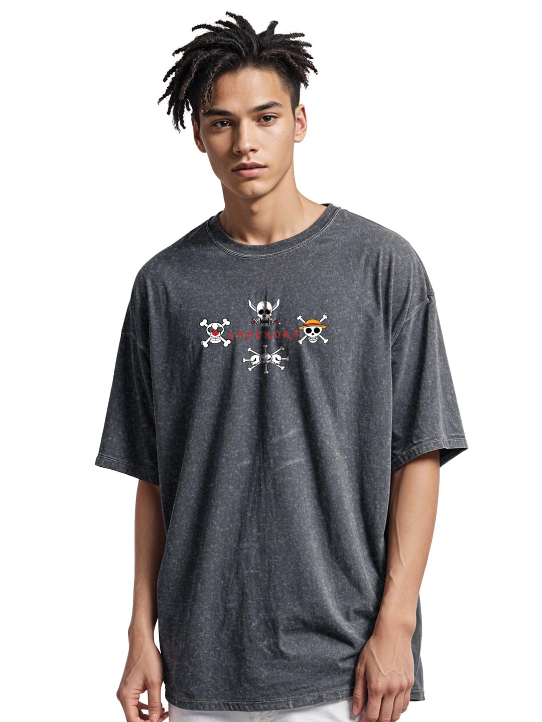 Buy crazymonk Men's Cotton Printed Four Emperor Acid Wash