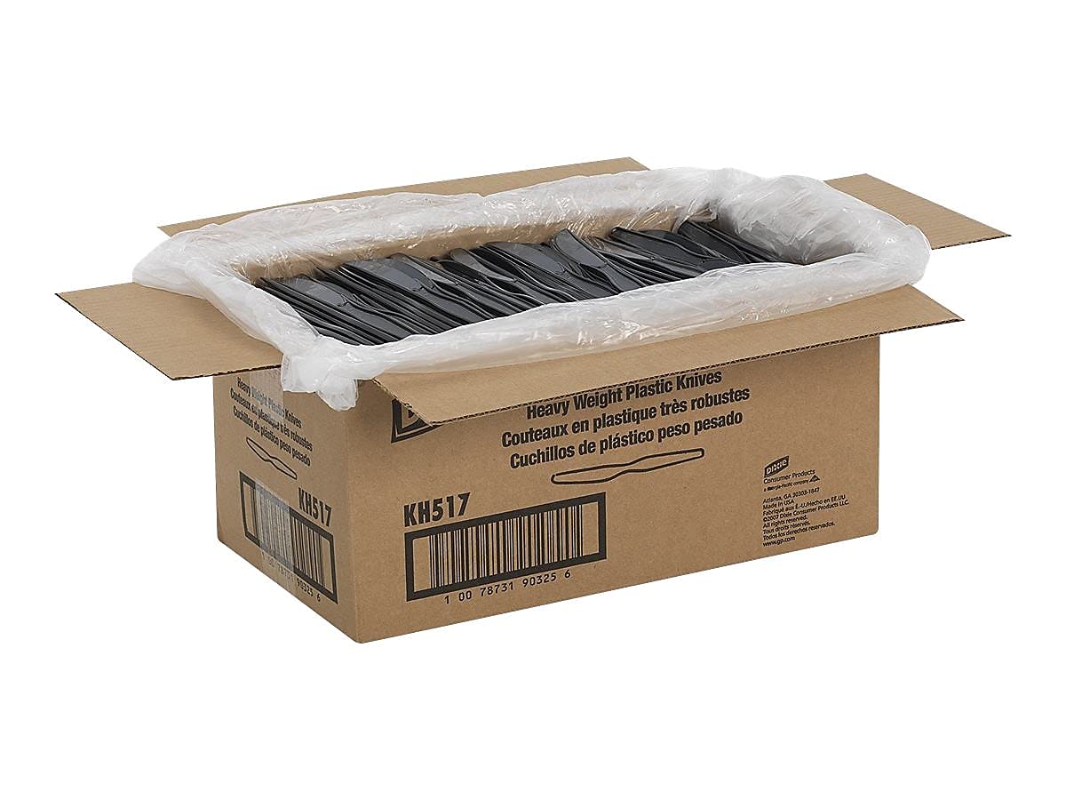 Dixie Kh517 Plastic Cutlery, Heavyweight Knives, Black, 1000/Carton
