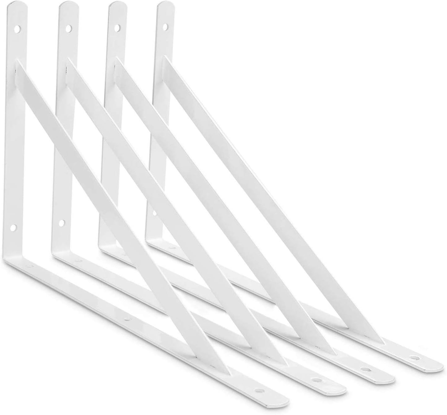 Acrux7 White Shelf Brackets 8 x 5 Inch, 4 Pack Shelf Support Angle Brackets for Shelves - L Brackets Heavy Duty Floating Shelf Brackets Metal Shelf Brackets