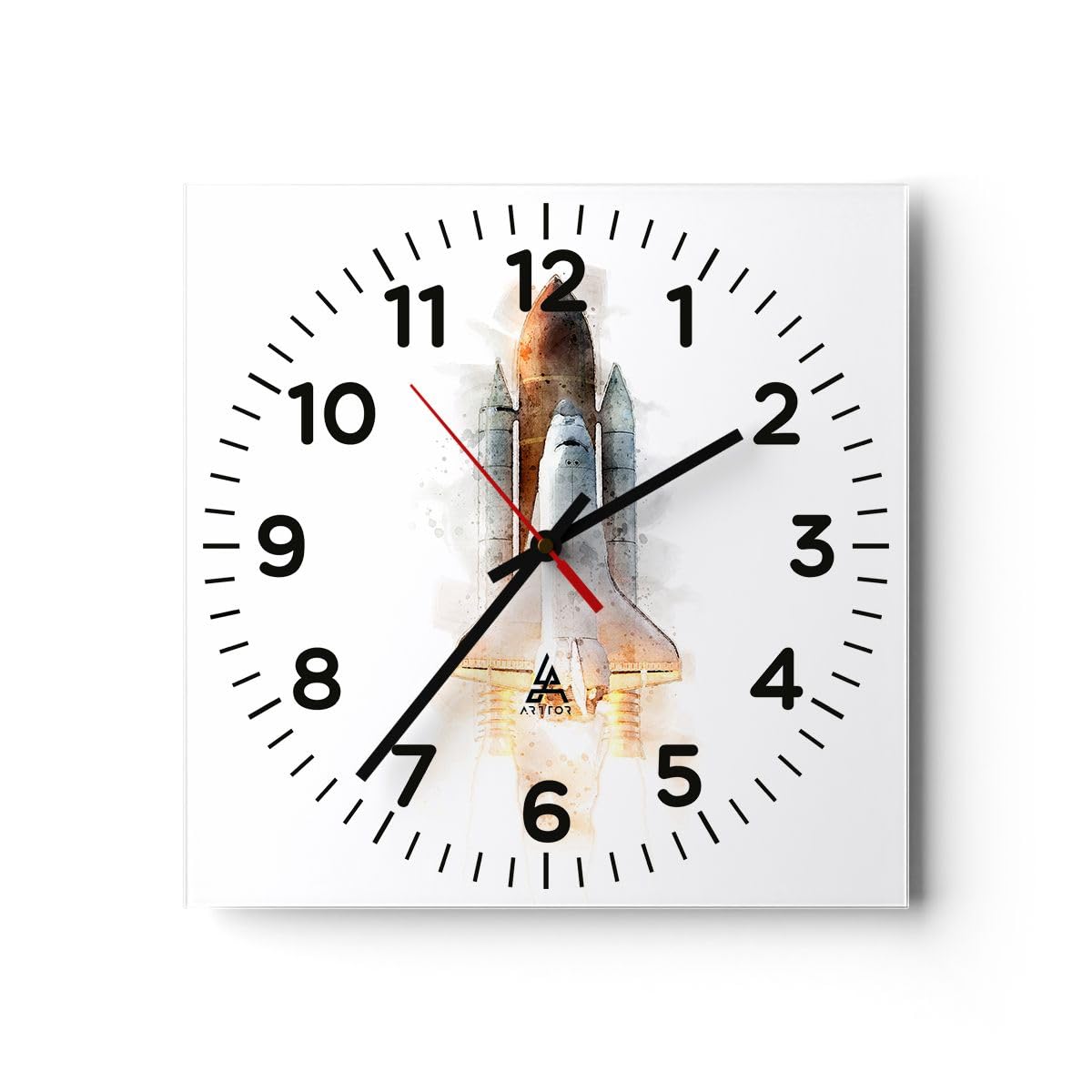 Moderno Reloj de Vidrio 40x40cm Cuadrado Decorativo Infantil Espacio - 5903