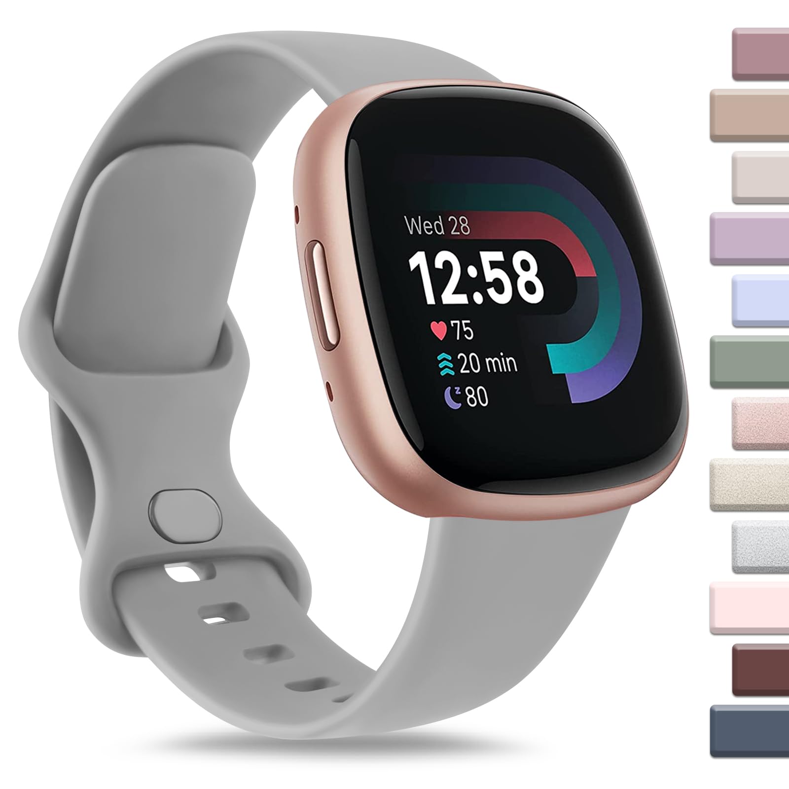 AK Sport Band Compatible With Fitbit Sense 2, Versa 4, Versa 3 - Classic Soft Silicone Straps for Smart Watch - for Women and Men