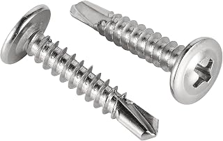 #8 x 1/2" Phillips Truss Head Self-Drilling Tek Screw, 100 PCS Self Tapping Screws Sheet Metal Screws, Stainless Steel
