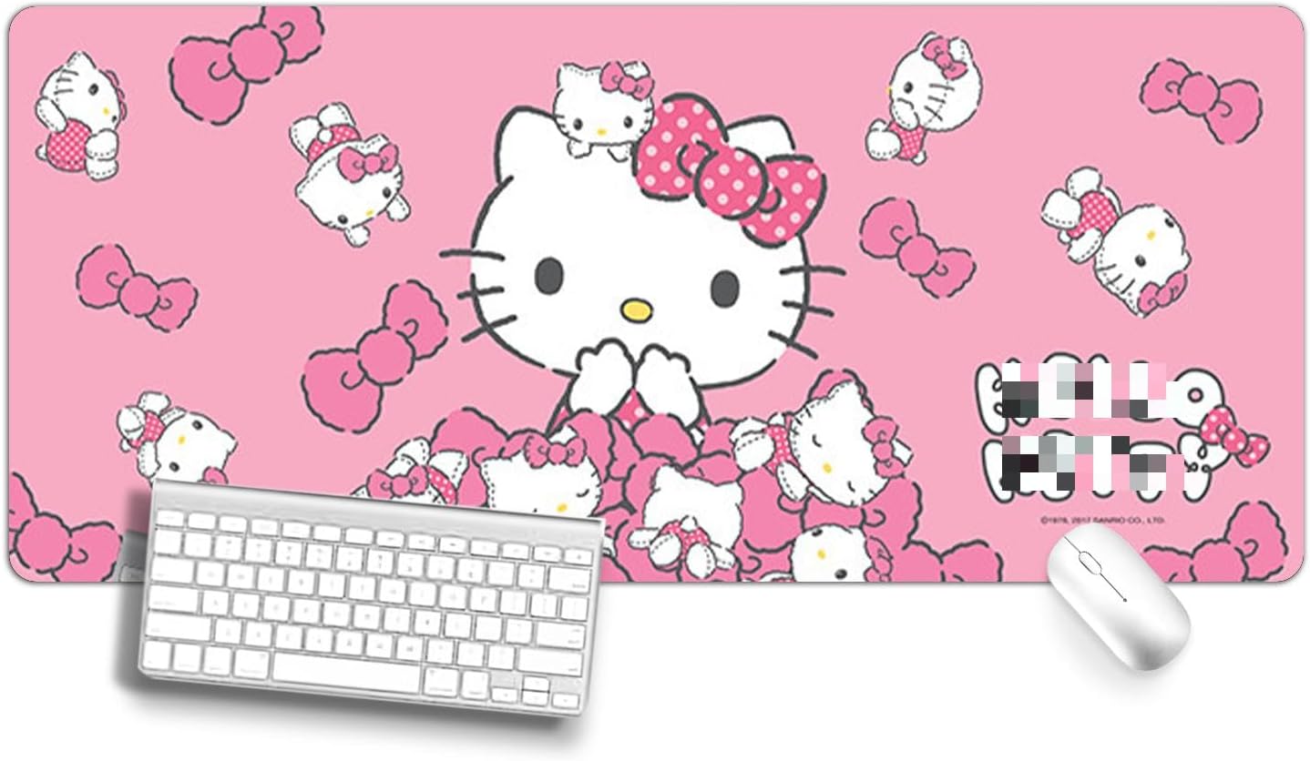 U-CHYTYCartoon Kitty Gaming Mouse Pad Kitty Mouse Mat with Stitched Non-Slip Rubber Base Table Decorations Mat for Fans-08