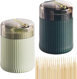 Automatic Toothpick Dispenser with Toothpicks 300 Count (Dark Green+Light Green)