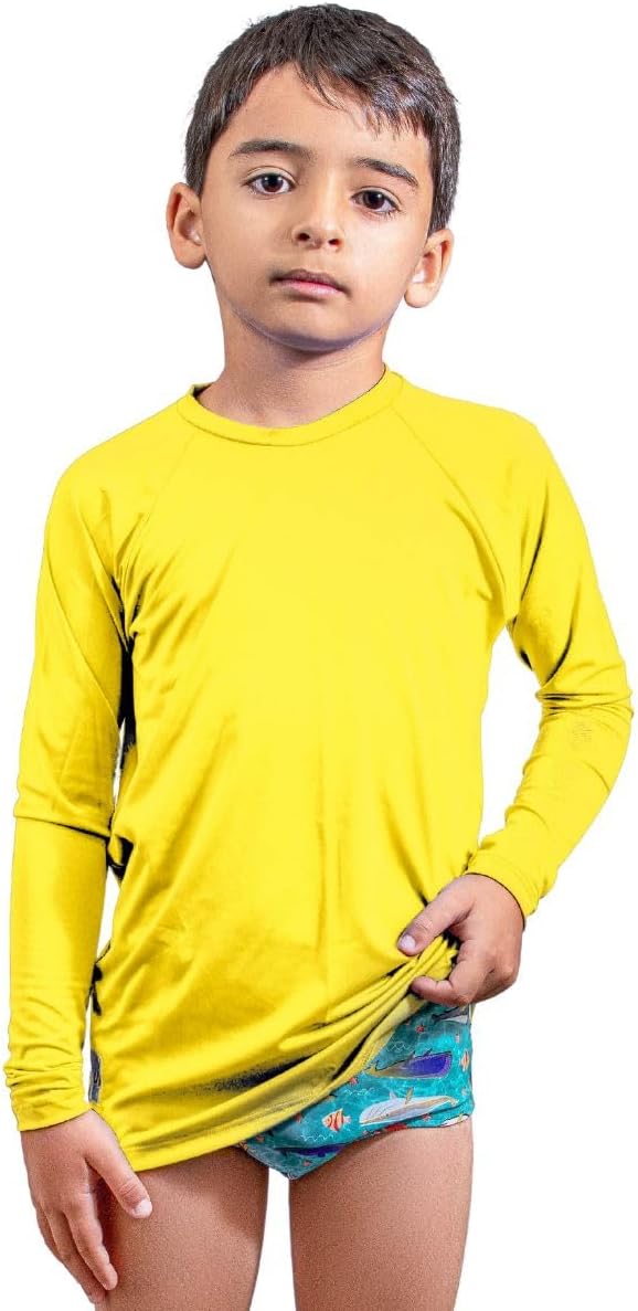 Camisa Térmica Infantil Segunda Pele Blusa Manga Longa Proteção Solar UV 50+ Resistente Tecido Geladinho Poliamida Casual Natação Praia