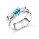 Ladytree Anxiety Spinner Ring for Women 925 Sterling Silver Fidget Ring with Created Turquoise Christian Faith Jewelry