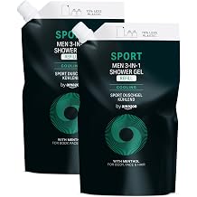by amazon sport 3-in-1 shower gel refill pack for men 2 x 1000 ml
