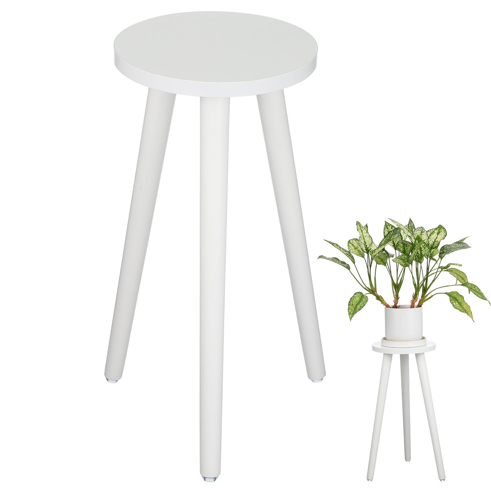 Support à plantes en bois blanc intérieur porte-pot stable 3 pieds