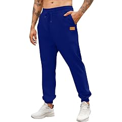Mens Sweatpants Elastic Waist Drawstring Lightweight Pants with Pockets Casual Slim Solid Workout Joggers Trousers