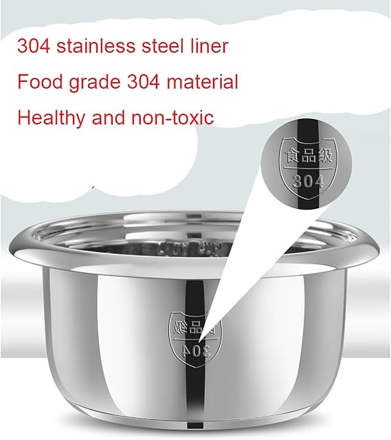 Rice Cooker And Steamer-keep Warm Function, 304 Stainless Steel Liner, With Spatula And Measuring Cup, For 1-11 People 220-240V US/EU(2L)
