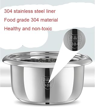 Rice Cooker And Steamer-keep Warm Function, 304 Stainless Steel Liner, With Spatula And Measuring Cup, For 1-11 People 220-240V US/EU(2L)
