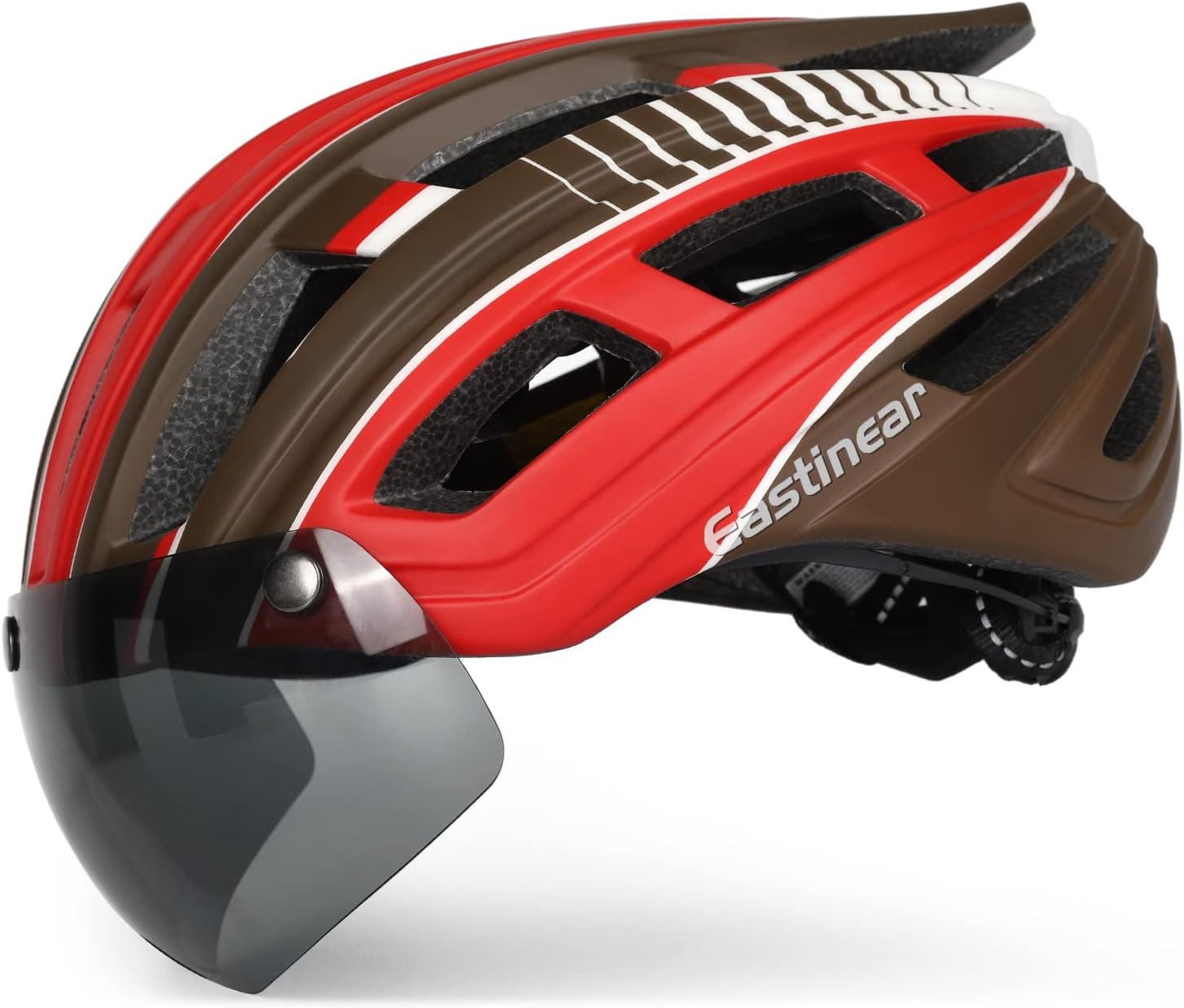 EASTINEAR Bike Helmet Adult with Magnetic Goggles Bicycle Helmet for Men Women with Led Rear Light Mountain & Road Bike Helmet Cycling Helmet Adjustable Size