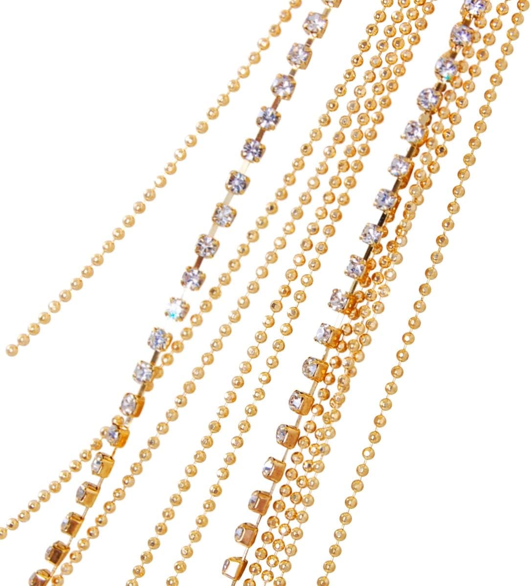Humble Chic NY Simulated Diamond Statement Necklace for Women - Layered Cubic Zirconia Long Waterfall Chain Necklace