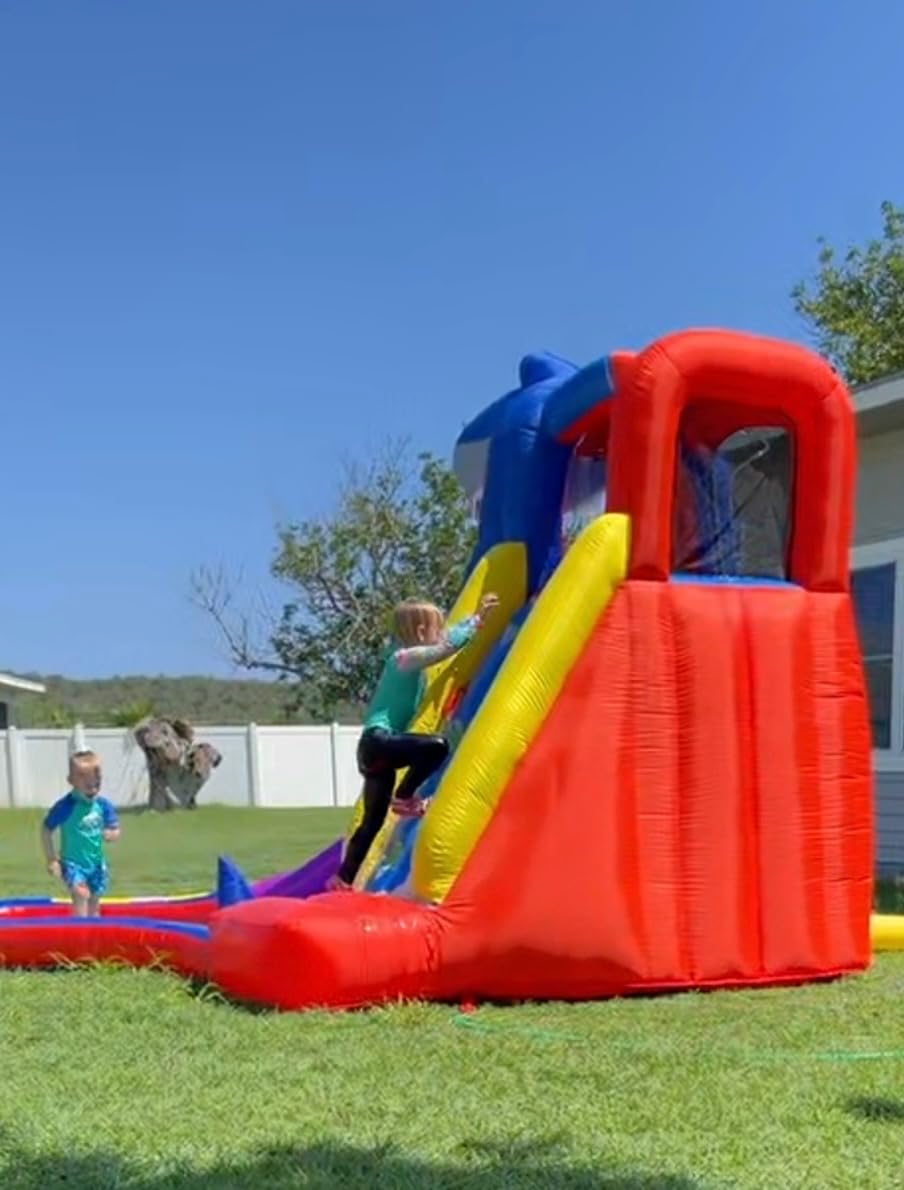 14/mo Finance ACTION AIR Inflatable Water Slide, Shark Bounce House with Slide for Wet and
