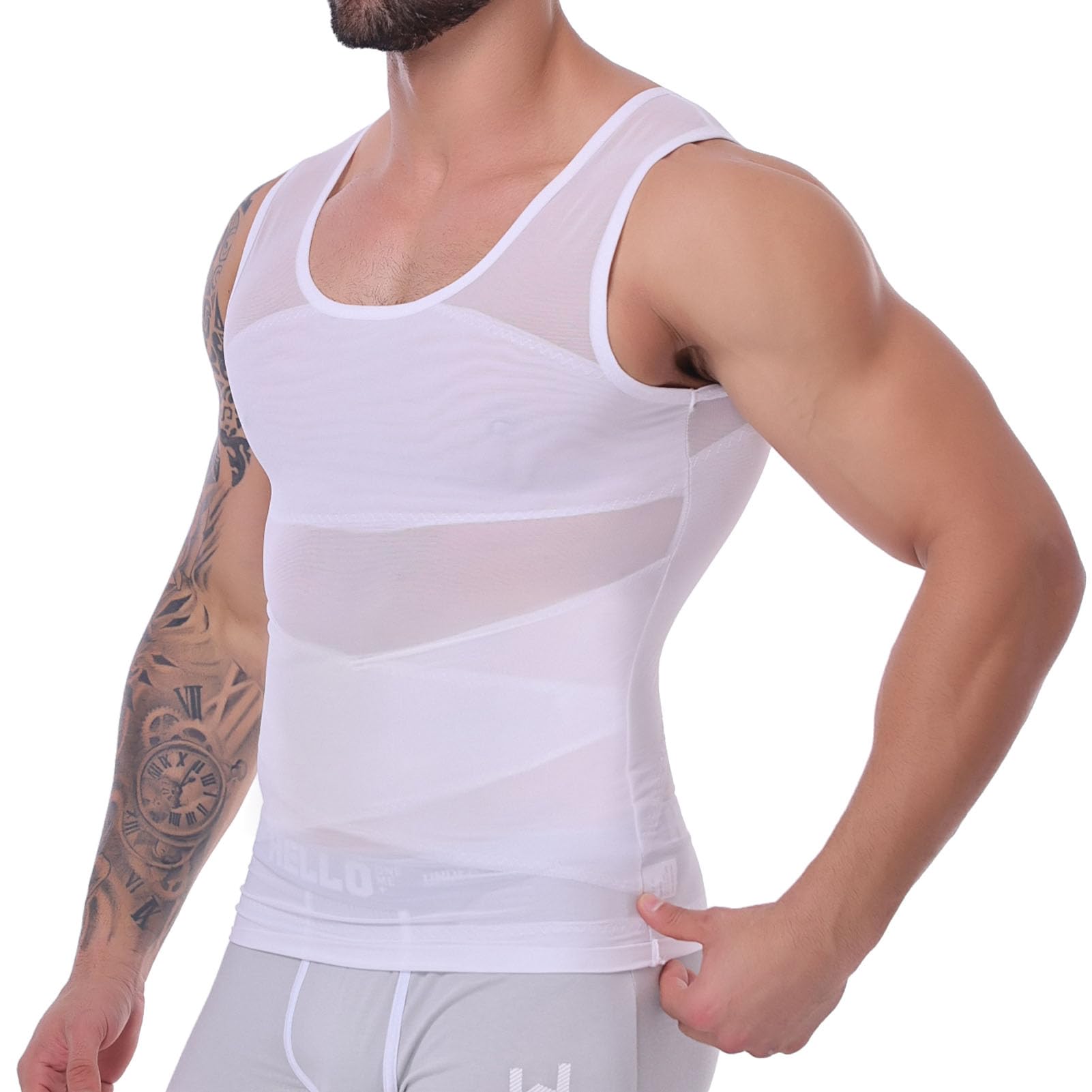 MISS MOLY Shapewear Elastischer Bauchweg Tank Top Ärmellos Kompressionsshirt Body Shaper Westen gentlemen's shaper shirt
