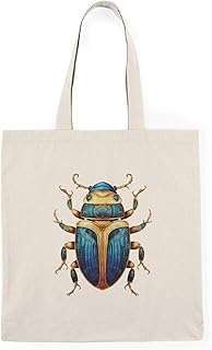 شنطة توت قماشية بسوستة - شنطة قماشية بتصميم فرعوني - صديقة للبيئة، انيقة ومتينة، مثالية للاستخدام اليومي والهدايا - قماش صديق للبيئة - 214