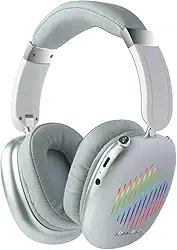 H'MASTON Fone de Ouvido Bluetooth Headset Sem Fio Headphone com Microfone Luzes RGB Gamer com Cartão TF Inserível (Não Fornecido) SN23 (Cinza)