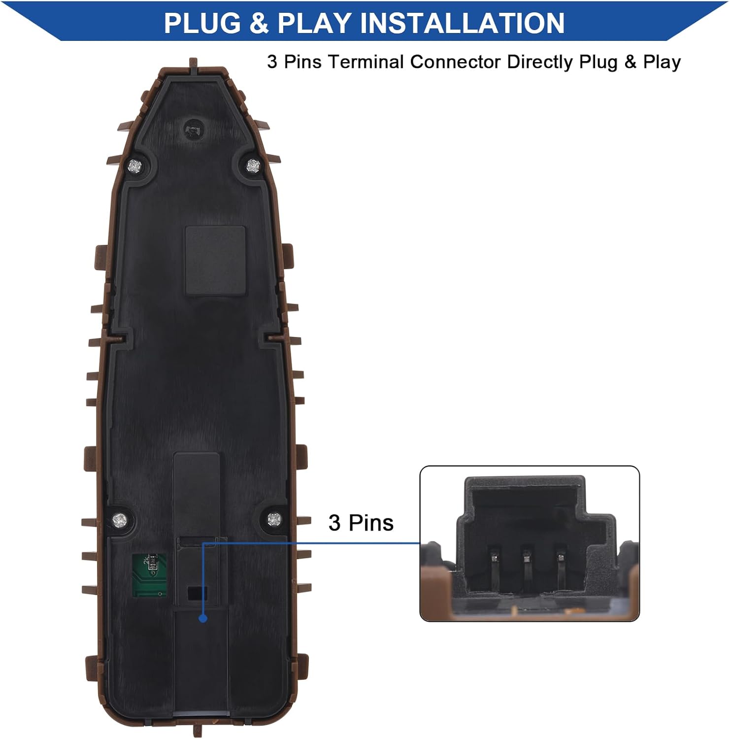 Obaee Master Power Window Switch Front Driver Side Compatible with Mercedes-Benz C300, C350e, C43 AMG, C63 AMG, C63 AMG S, GLC300, GLC43 AMG 2015-2018, Replace A2059056811, 2059056811, Brown-Color