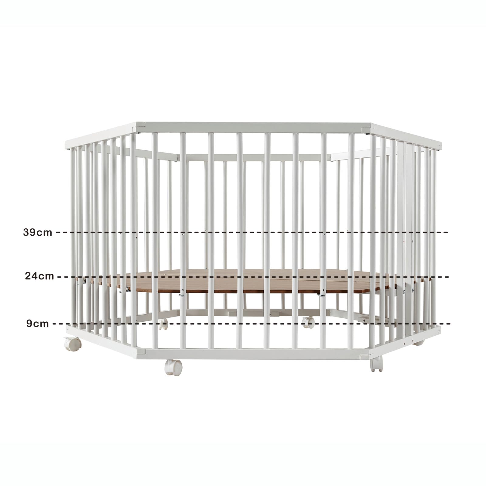 Laufgitter Laufstall 6-eckig Baby Krabbelgitter inkl. Stoffeinlage 3-fach höhenverstellbar WEISS 5230402