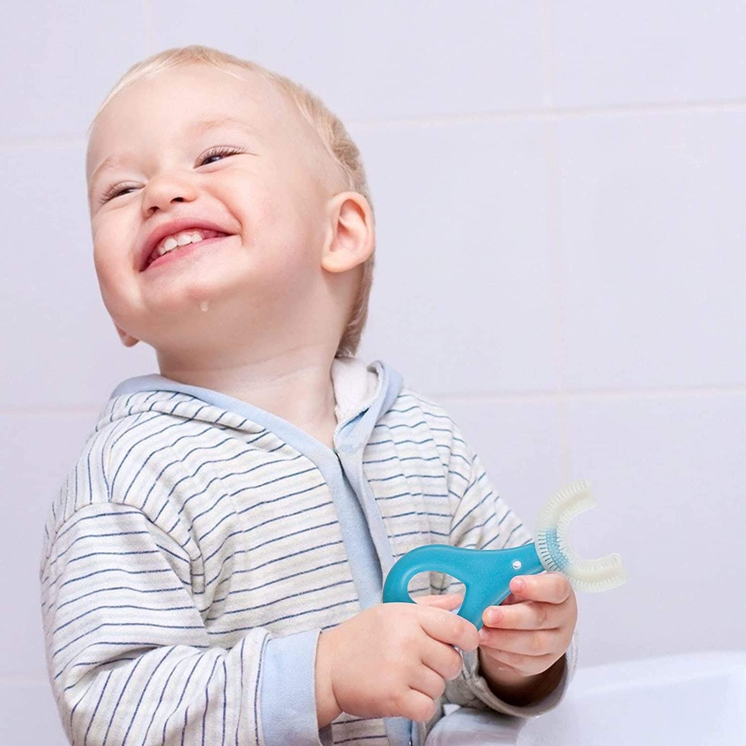 RUDRA EXIMS U Shaped Manual Toothbrush Brush for Kids, 2-5 Years 360 Degree Soft Silicone Oral Teeth Cleaning For Baby Infant Toddler Children (Pack of 2, Multicolour) 1