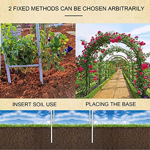Arco de jardín metálico de 240x220 cm con base estable para enrejado de plantas 4