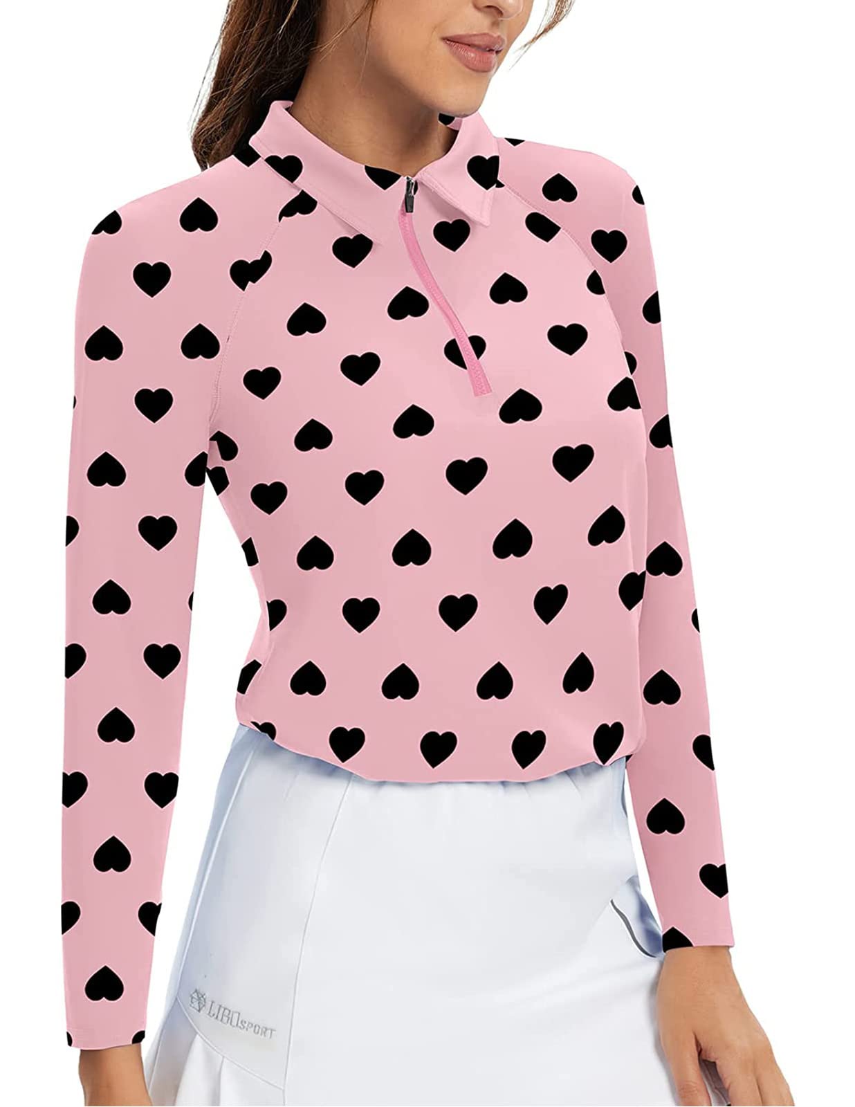 SonevenWomen's Golf Shirt Moisture Wicking Long Sleeve Shirt Half Zip Pullover Athletic