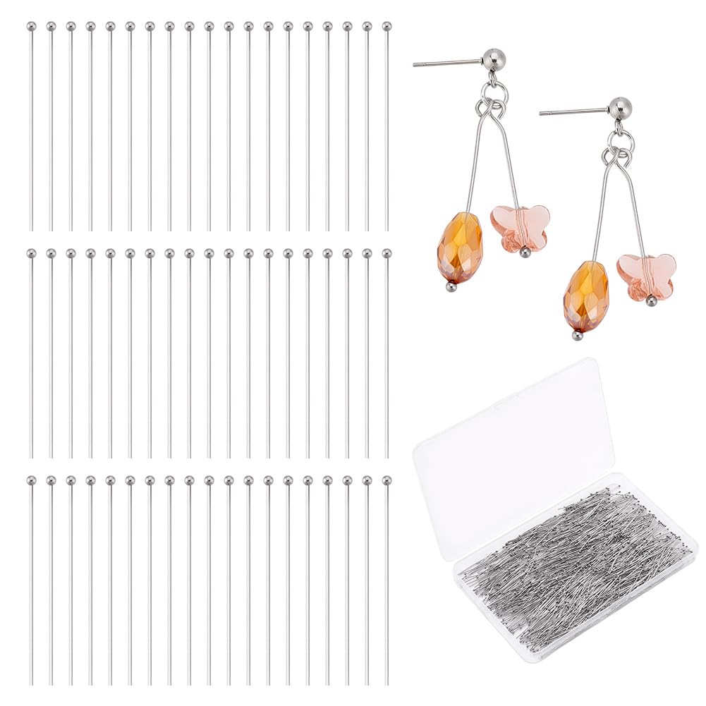 Épingles à tête en acier calibre 21 pour fabrication de bijoux et apprêts colliers