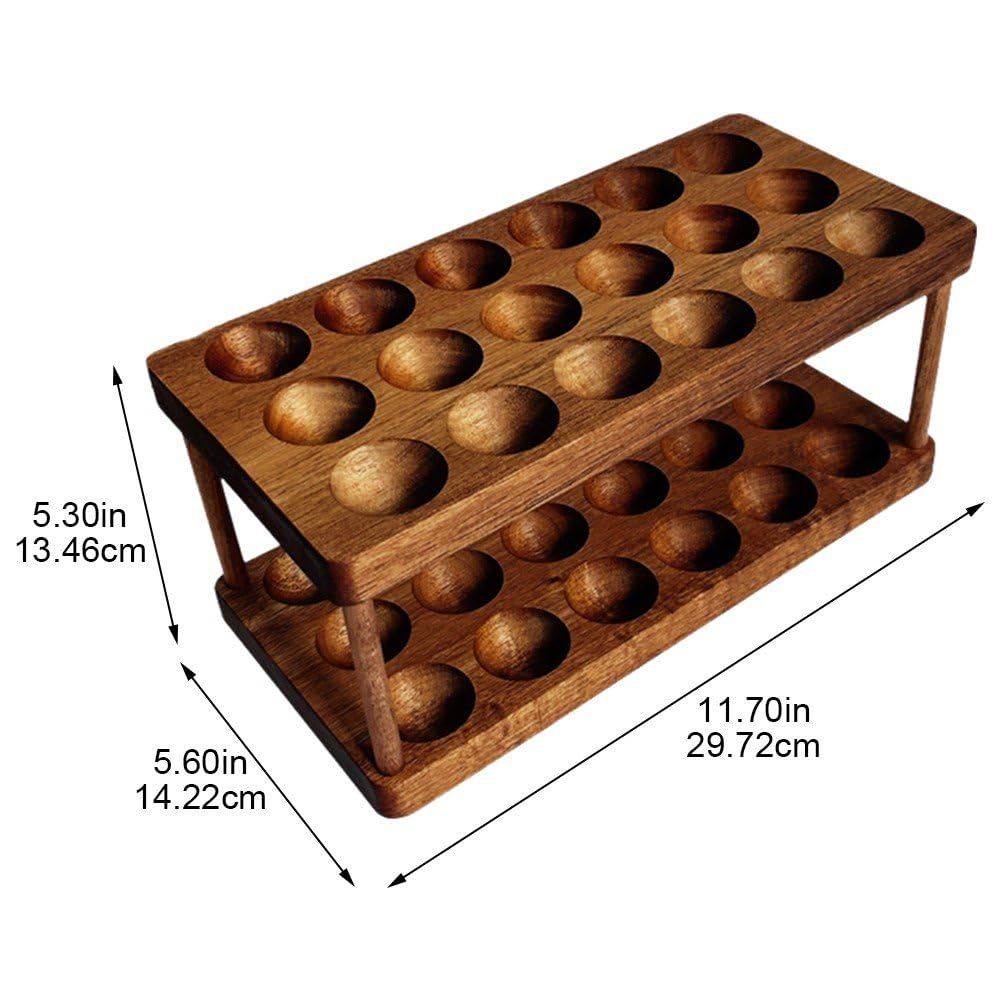 Soporte De Madera para Huevos De Doble Capa, Organizador De Bandejas para Huevos De Cocina De Granja, Estante De Almacenamiento De Huevos Frescos De 2 Niveles para Encimera